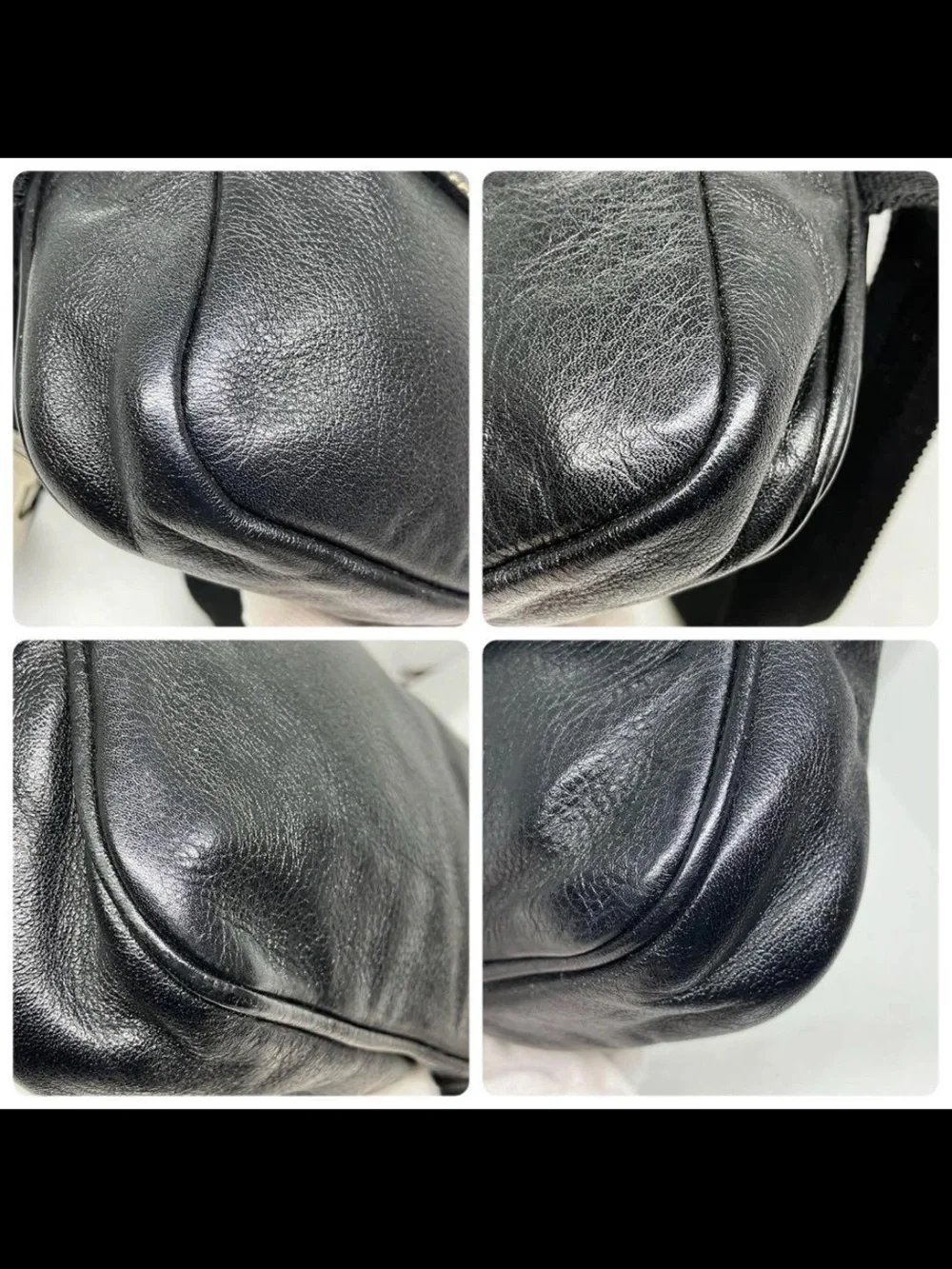 Gucci Black Leather Dual Pouch Belt Bag